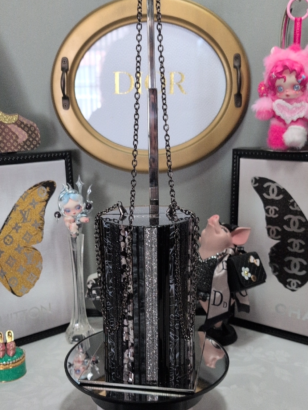 Kurt Geiger Black And Silver Cylinder 3way Purse - RARE! - Picture 9 of 14